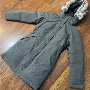 The North Face Gray Puffer Jacket with Fur Hood